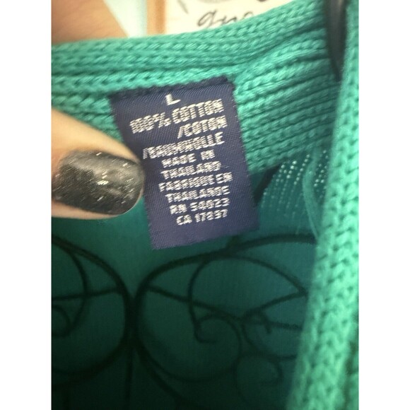Vintage GAP Green Cardigan L Button Up Thick Chunky Preppy Yacht Yuppie knit - Picture 3 of 7